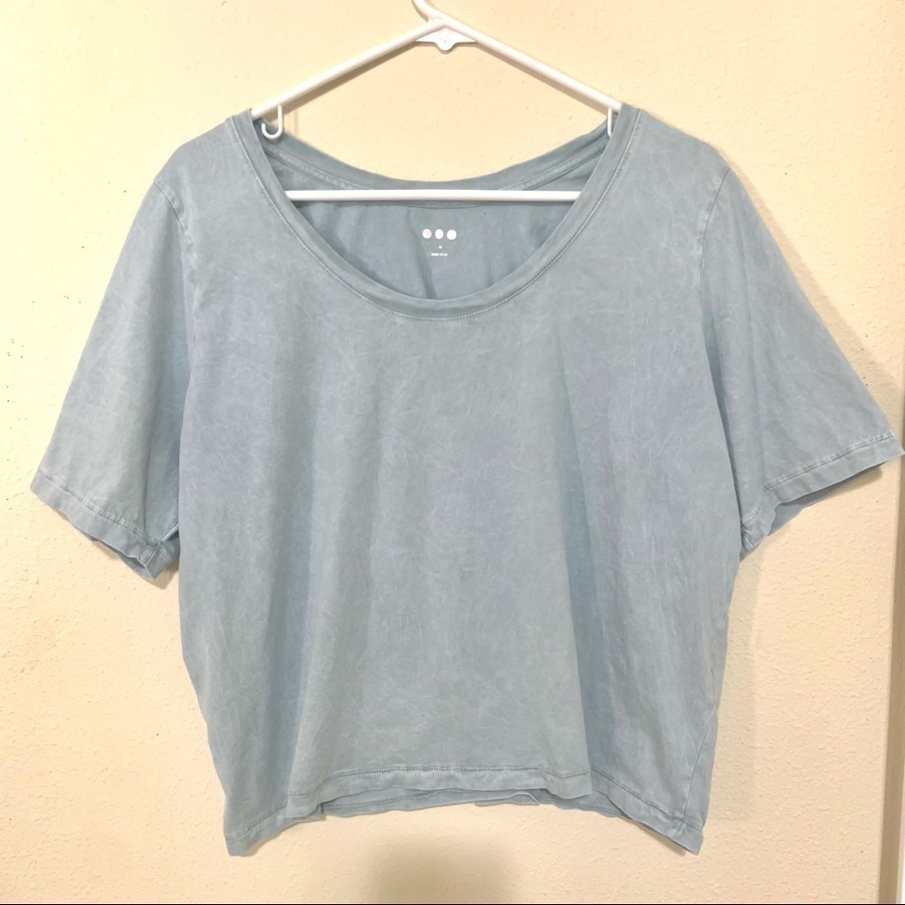 THREE DOTS blue tie dye shirt sleeves tee size M